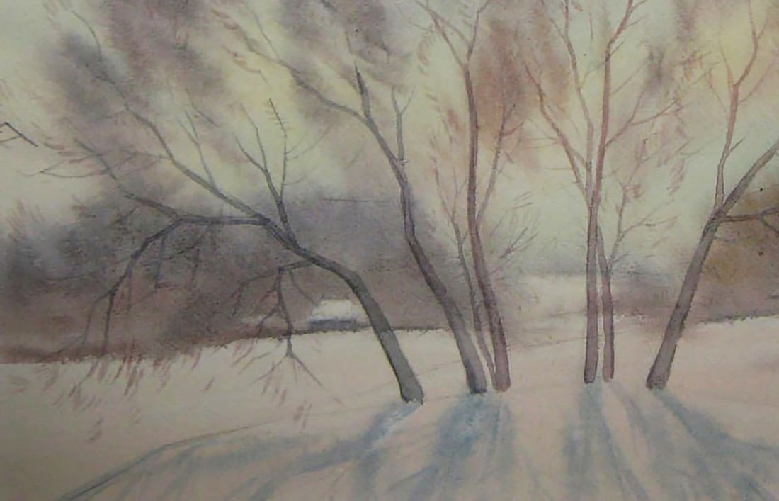 Watercolor painting Winter morning Valery Savenets - 3