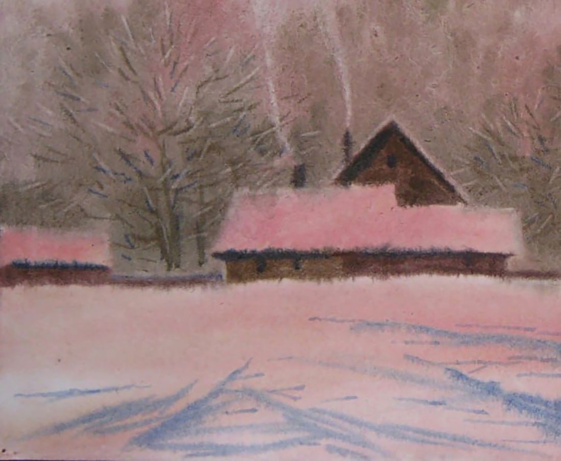 Watercolor painting Winter evening Valery Savenets - 3