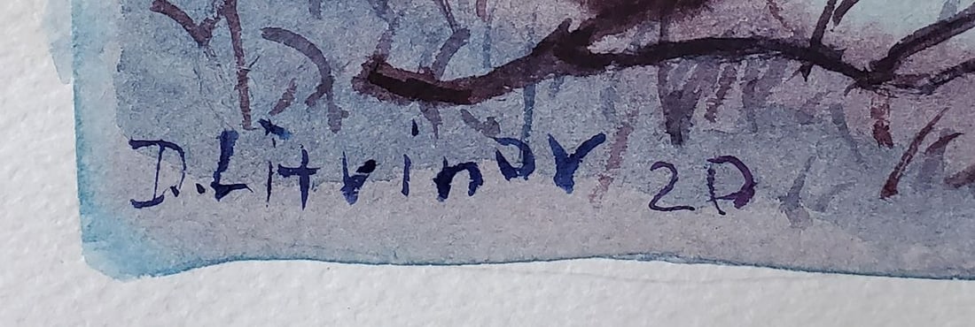 Watercolor painting Winter evening Daniil Litvinov - 4