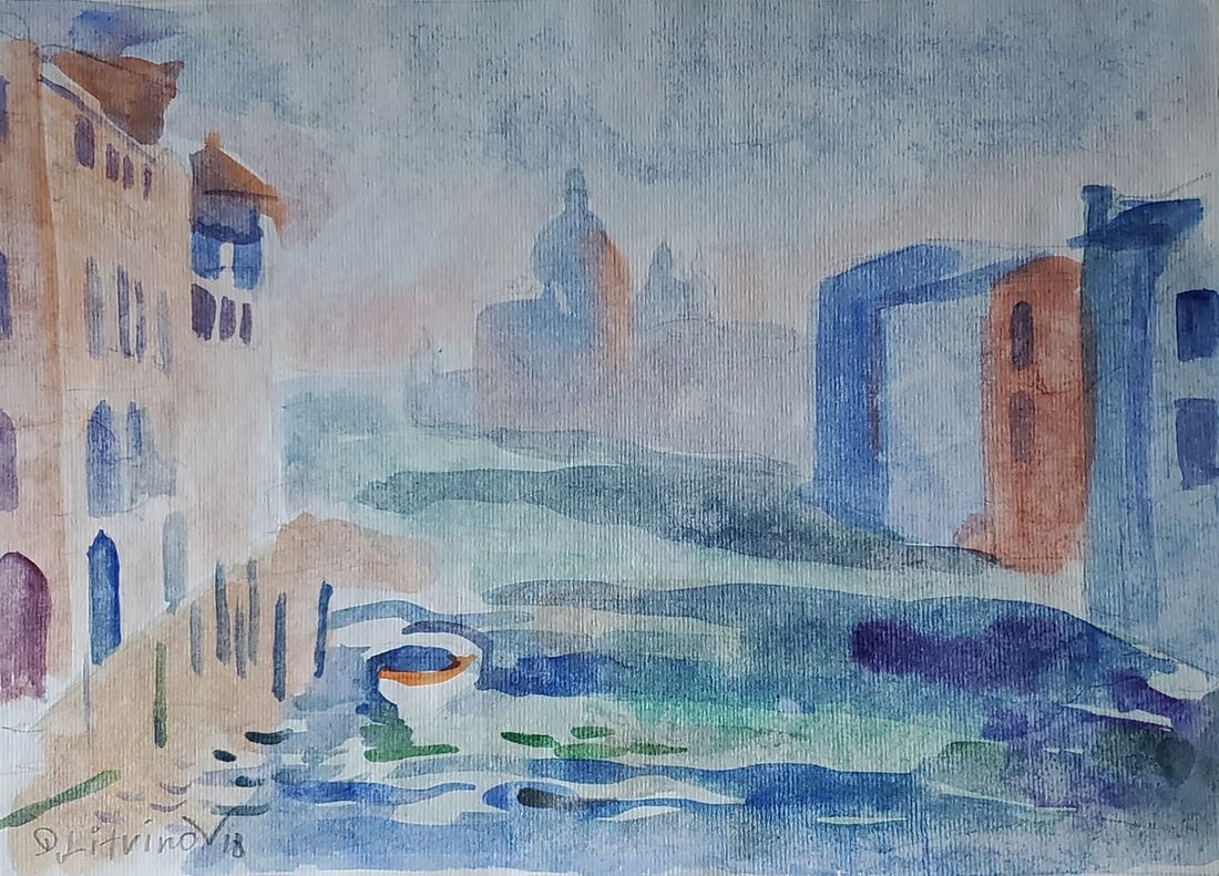 Watercolor painting Evening in Venice Daniil Litvinov (1 of 6)