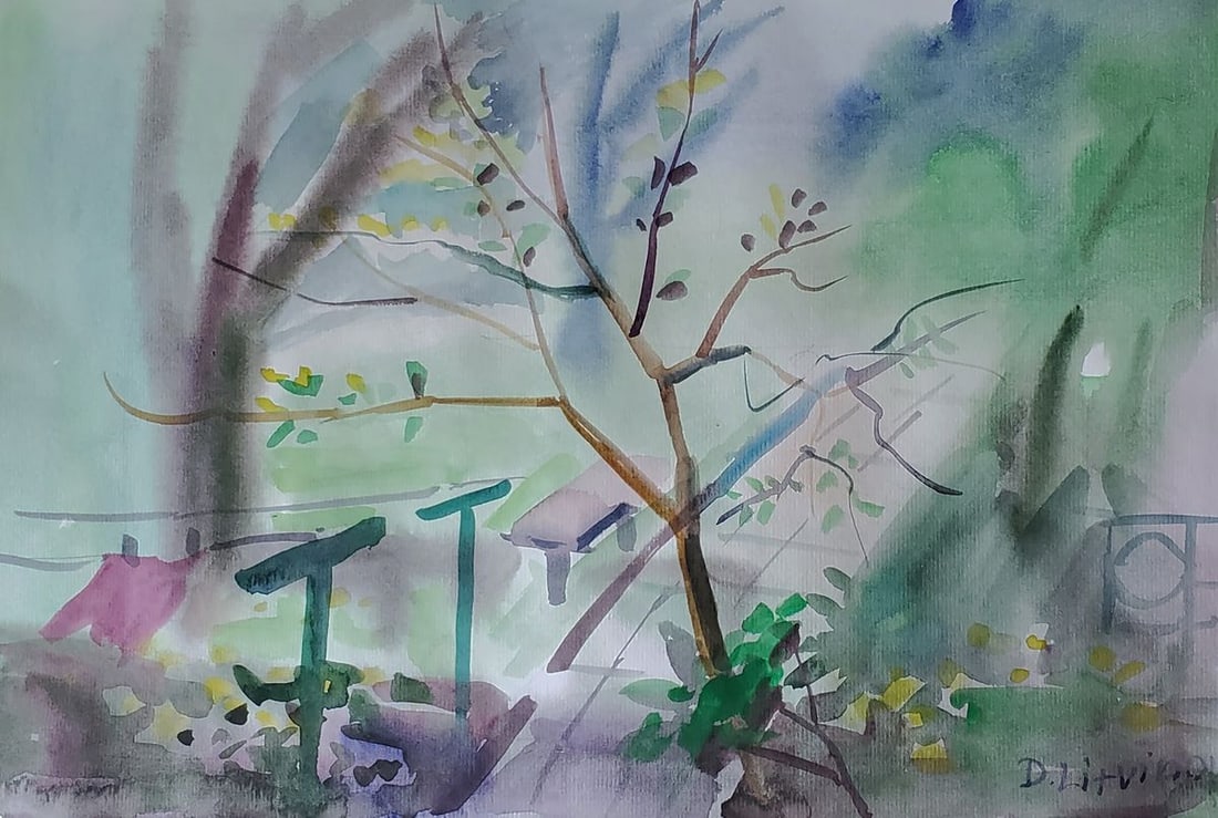 Watercolor painting Spring sketch Daniil Litvinov (1 of 5)
