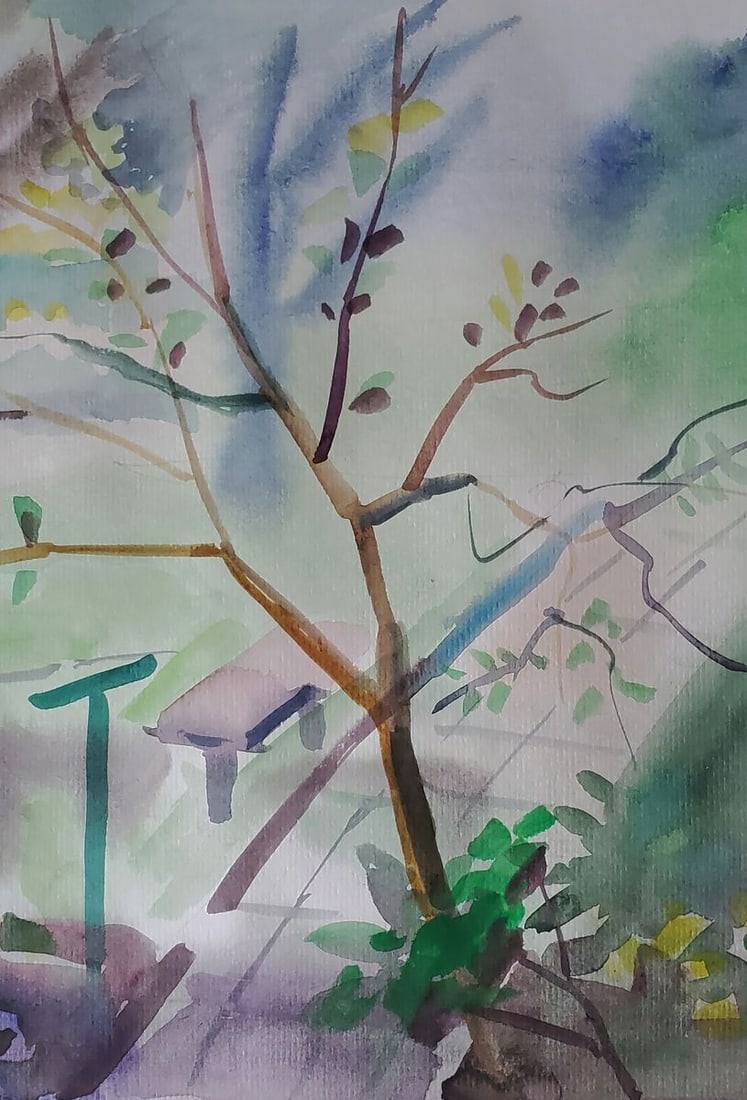 Watercolor painting Spring sketch Daniil Litvinov - 2