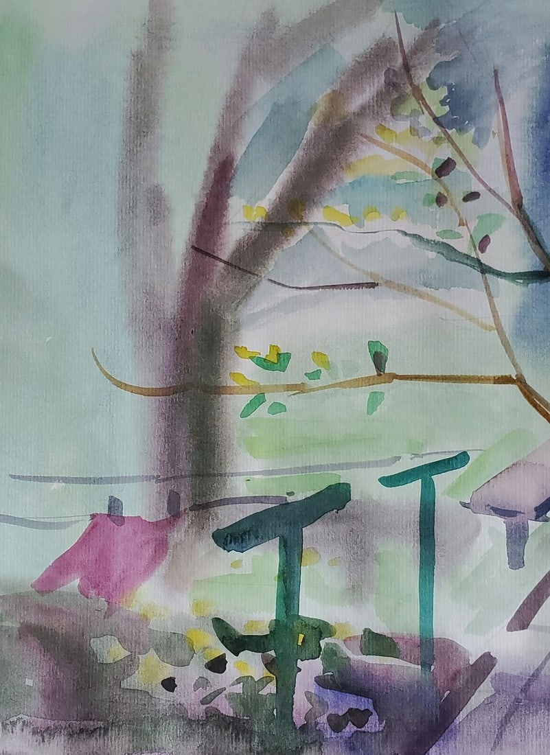 Watercolor painting Spring sketch Daniil Litvinov - 3