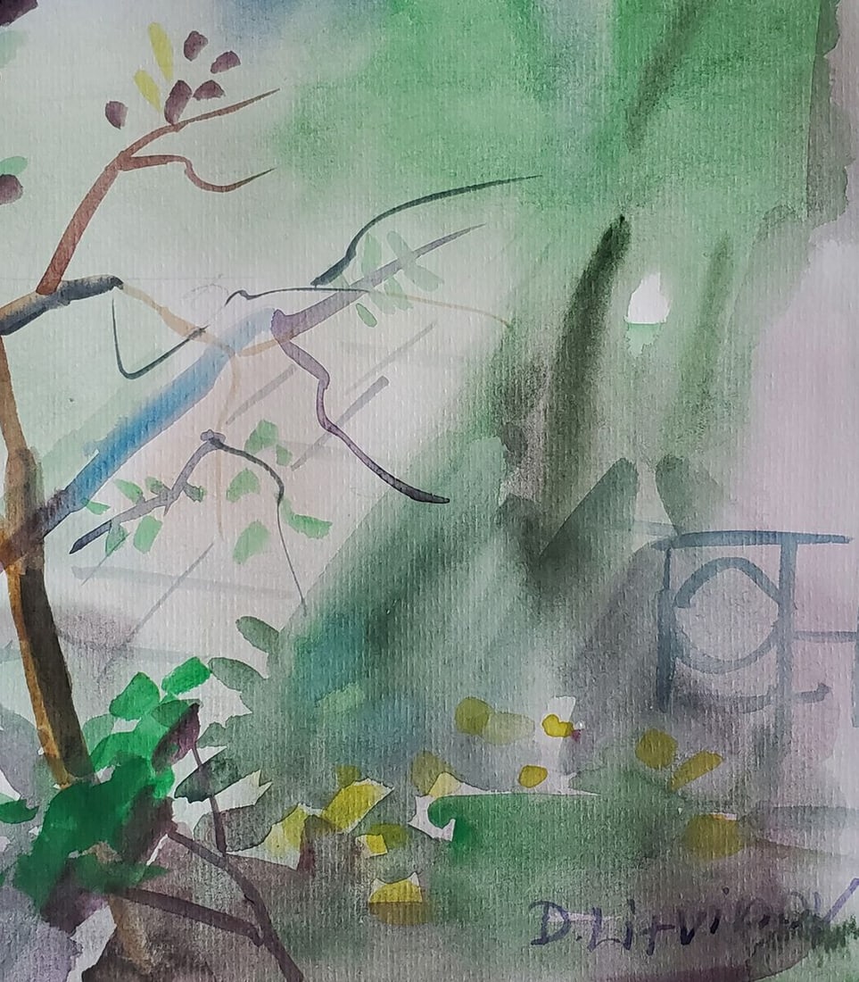 Watercolor painting Spring sketch Daniil Litvinov - 4