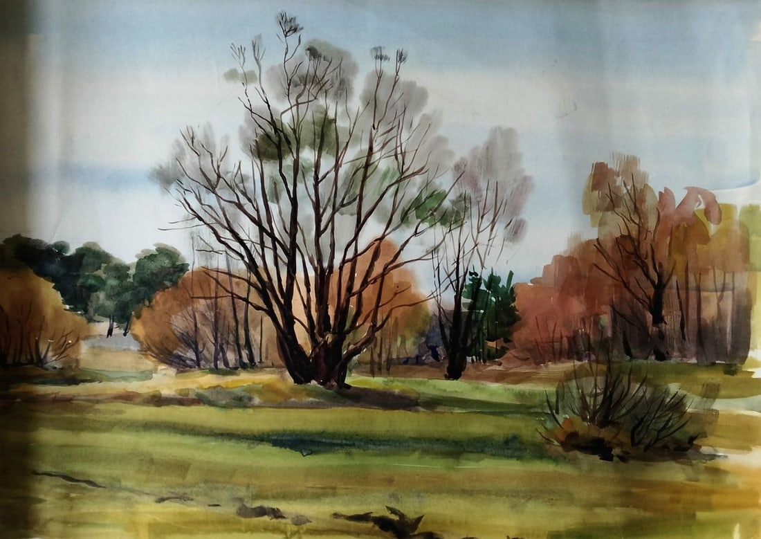 Watercolor painting Earth awakens under the sky Vitaly Duhnevich: Title: Watercolor painting Earth awakens under the sky Vitaly Duhnevich Description: NoDuhn 68*** ABOUT THIS PAINTING **** TITLE: "Earth awakens under the sky"* ARTISTS: Vitaly Duhnevich* SIZE: 34x47 