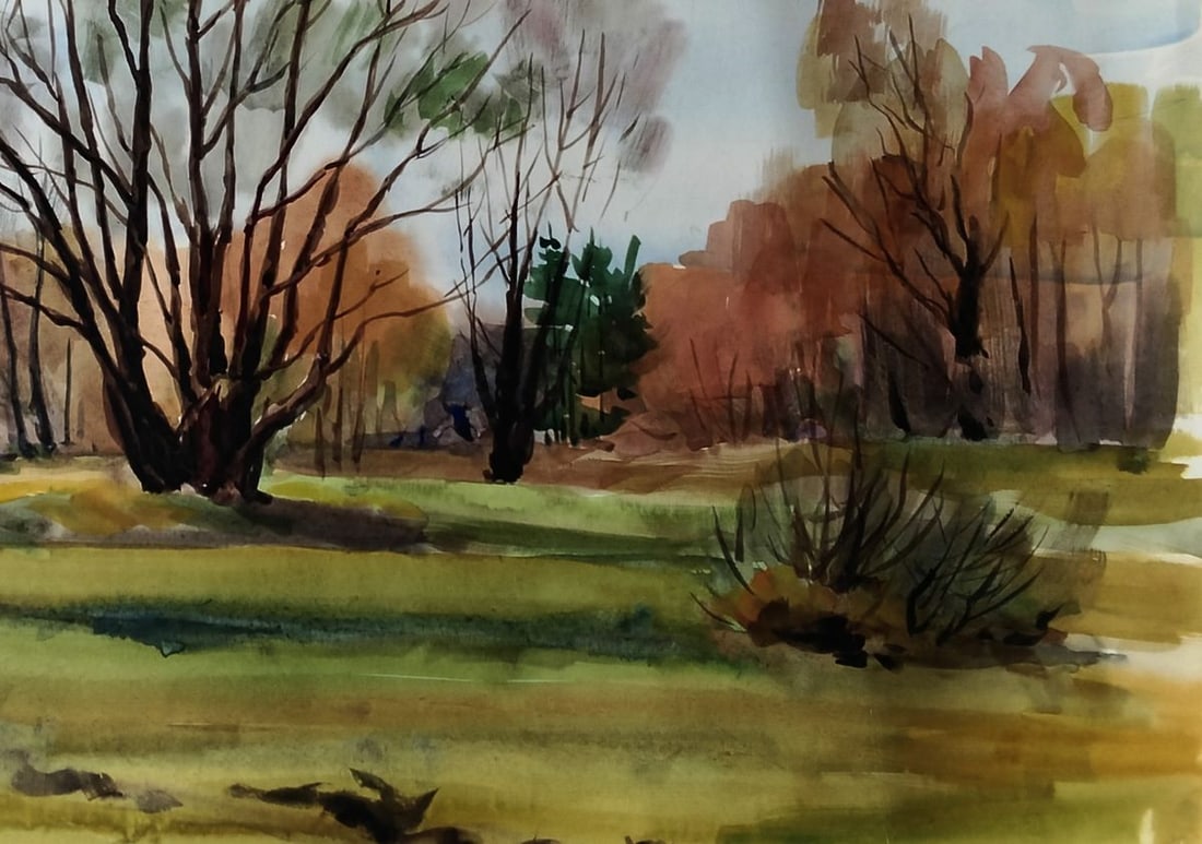Watercolor painting Earth awakens under the sky Vitaly Duhnevich - 5