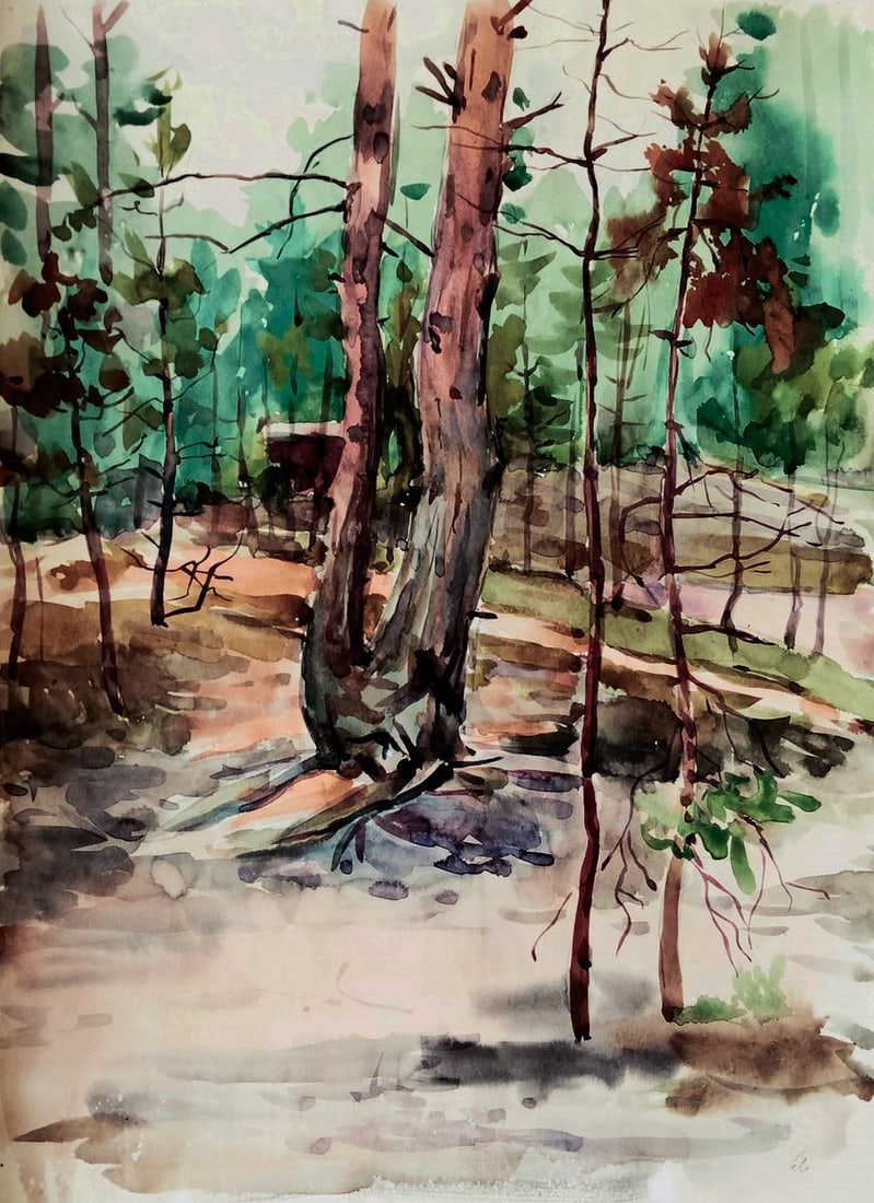 Watercolor painting Forest and silence of nature Vitaly Duhnevich: Title: Watercolor painting Forest and silence of nature Vitaly Duhnevich Description: NoDuhn 70*** ABOUT THIS PAINTING **** TITLE: "Forest and silence of nature"* ARTISTS: Vitaly Duhnevich* SIZE: 28.5