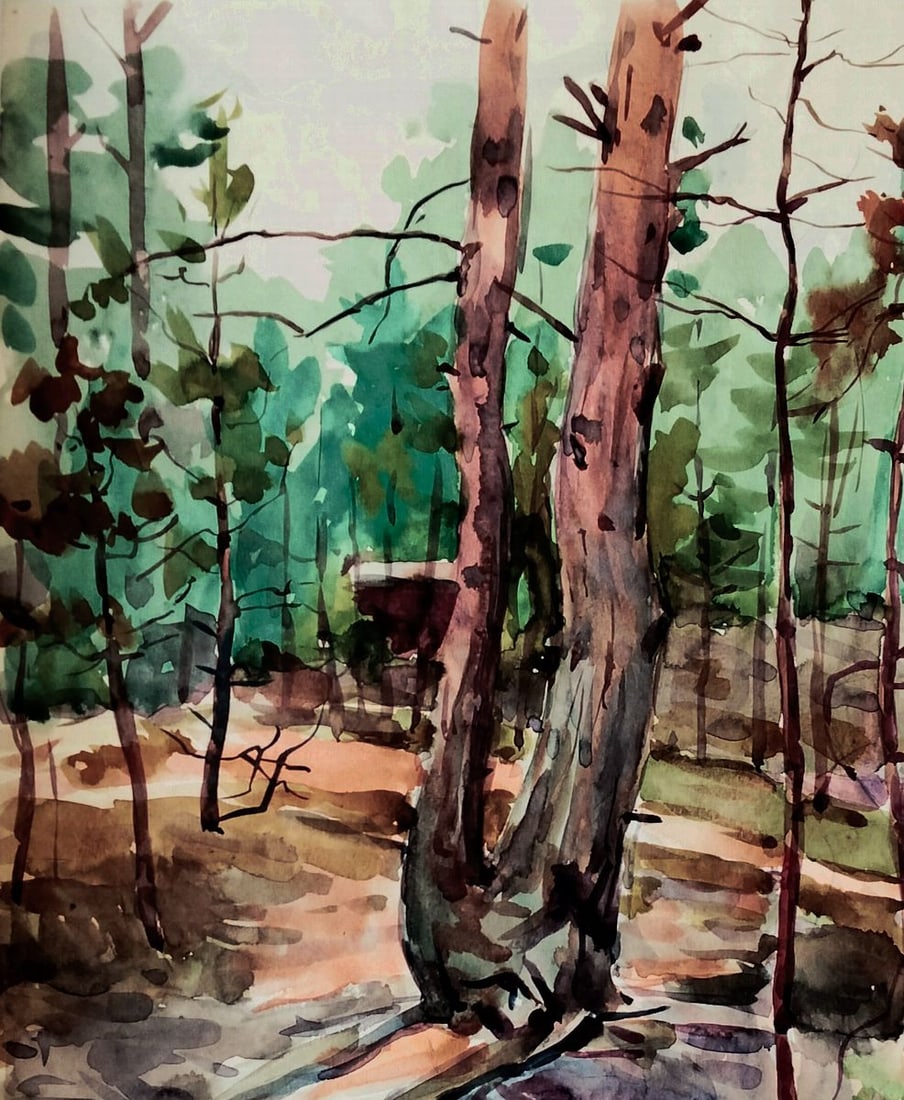 Watercolor painting Forest and silence of nature Vitaly Duhnevich - 2