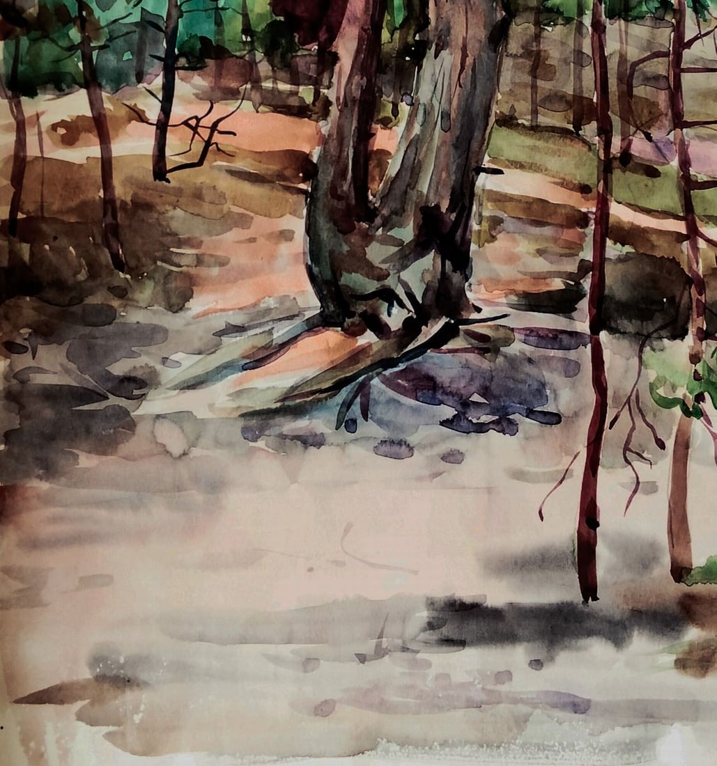 Watercolor painting Forest and silence of nature Vitaly Duhnevich - 4