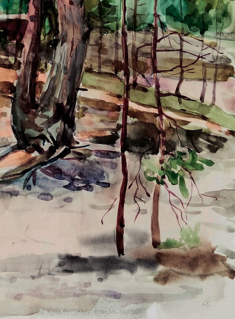 Watercolor painting Forest and silence of nature Vitaly Duhnevich - 5