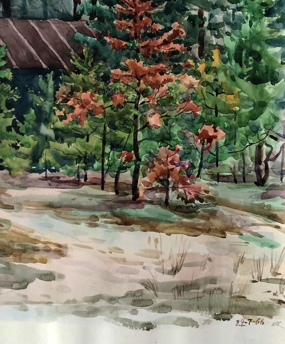Watercolor painting Quiet refuge in green forest Vitaly Duhnevich - 5