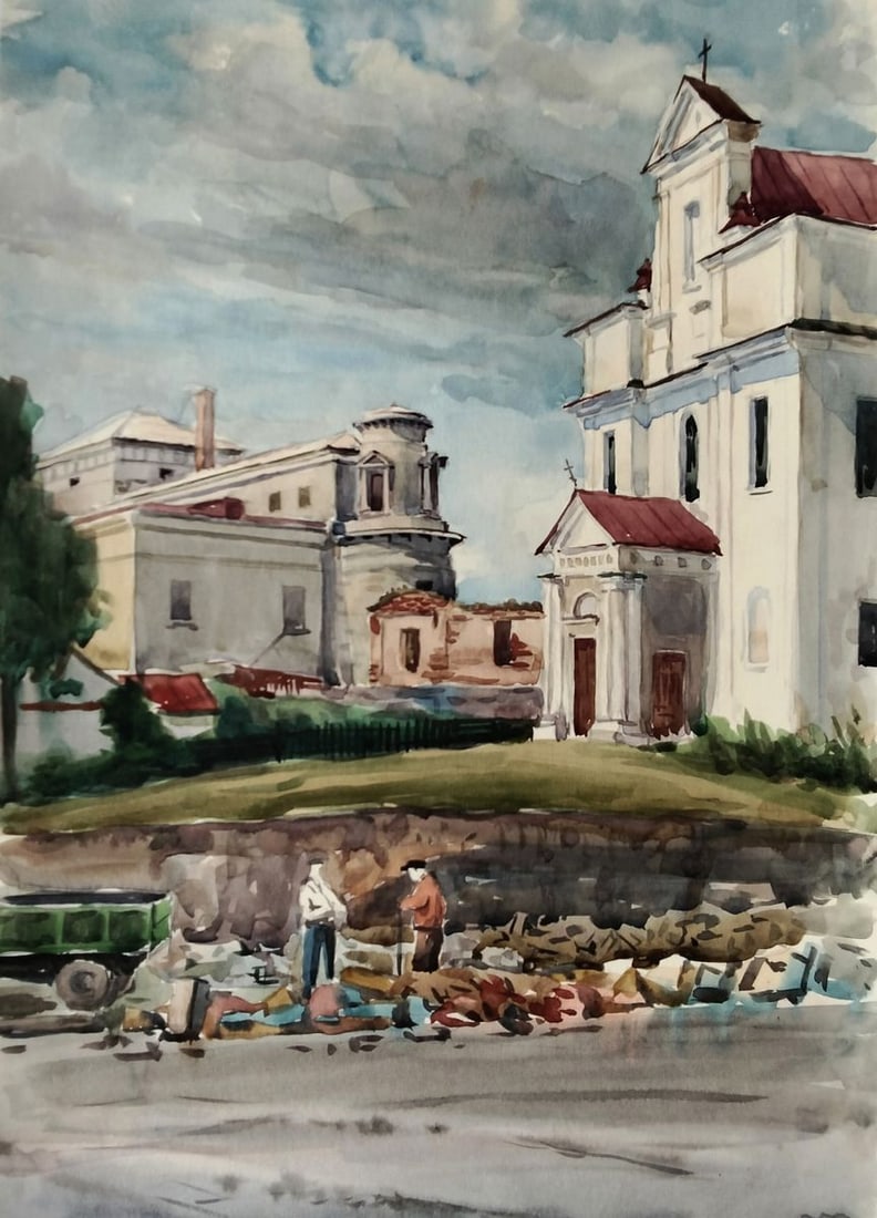 Watercolor painting Memory of stone and prayer Vitaly Duhnevich: Title: Watercolor painting Memory of stone and prayer Vitaly Duhnevich Description: NoDuhn 76*** ABOUT THIS PAINTING **** TITLE: "Memory of stone and prayer"* ARTISTS: Vitaly Duhnevich* SIZE: 25x35.5 