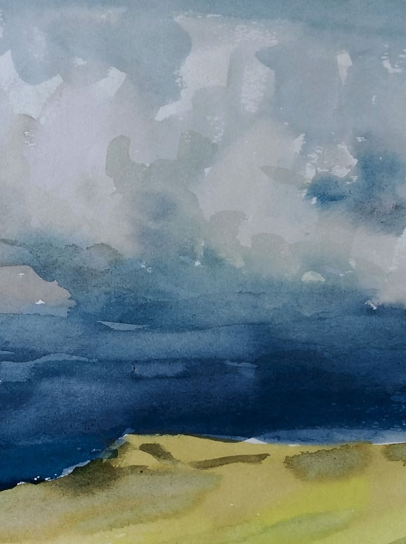 Watercolor painting Yellow field under the blue sky Vitaly Duhnevich - 3