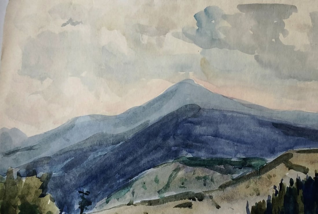 Watercolor painting Forests meet mountains Vitaly Duhnevich - 2