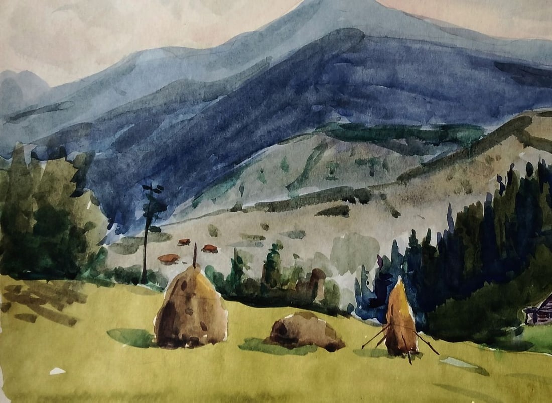 Watercolor painting Forests meet mountains Vitaly Duhnevich - 4