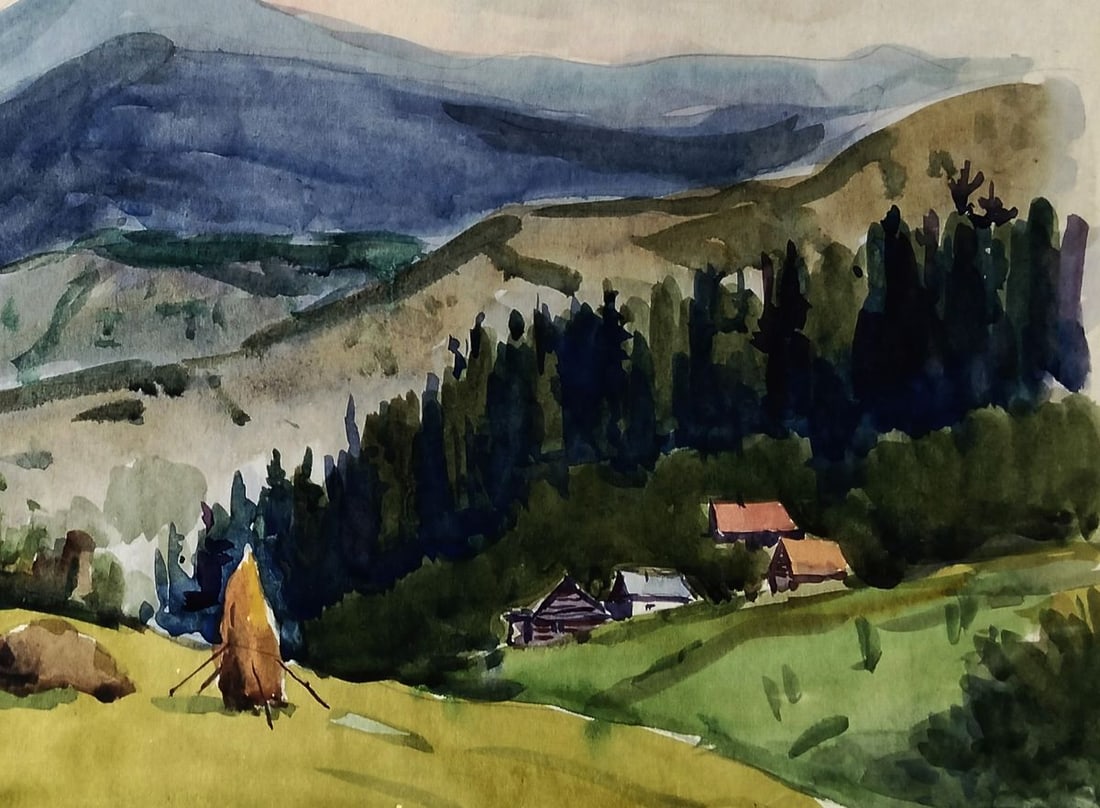 Watercolor painting Forests meet mountains Vitaly Duhnevich - 5