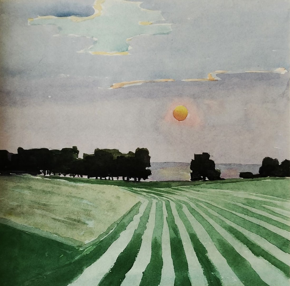 Watercolor painting Green fields under the sun Vitaly Duhnevich: Title: Watercolor painting Green fields under the sun Vitaly Duhnevich Description: NoDuhn 79*** ABOUT THIS PAINTING **** TITLE: "Green fields under the sun"* ARTISTS: Vitaly Duhnevich* SIZE: 26x26.5 