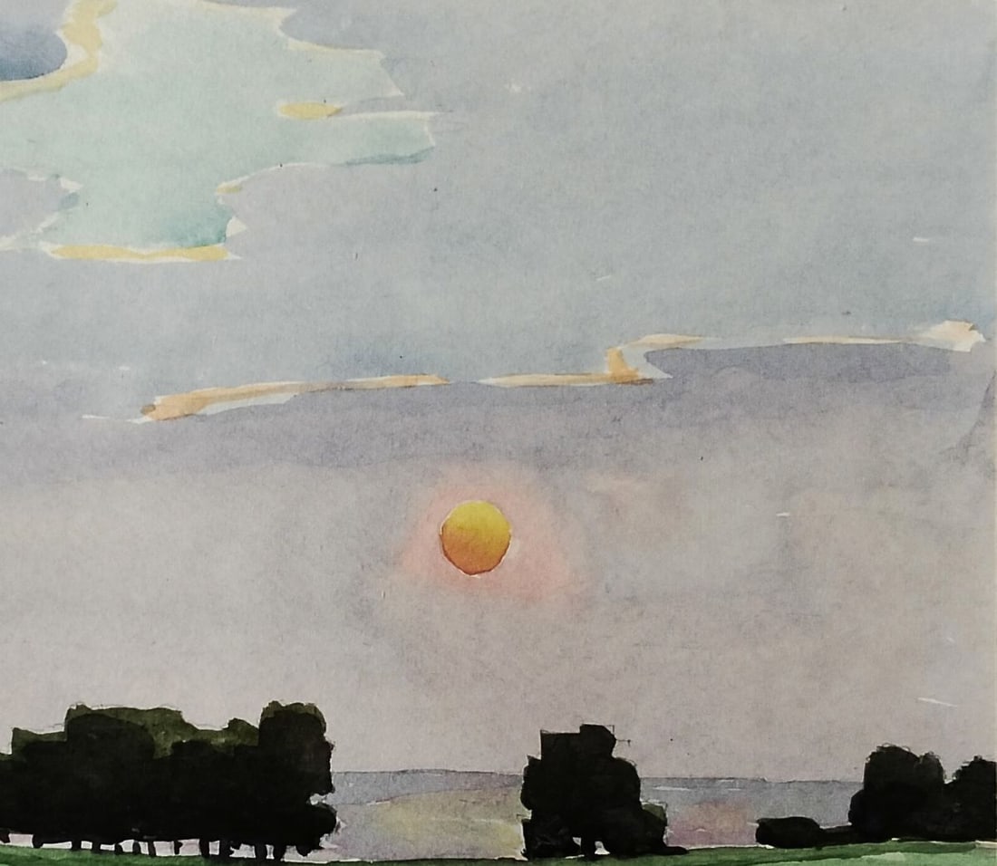 Watercolor painting Green fields under the sun Vitaly Duhnevich - 4