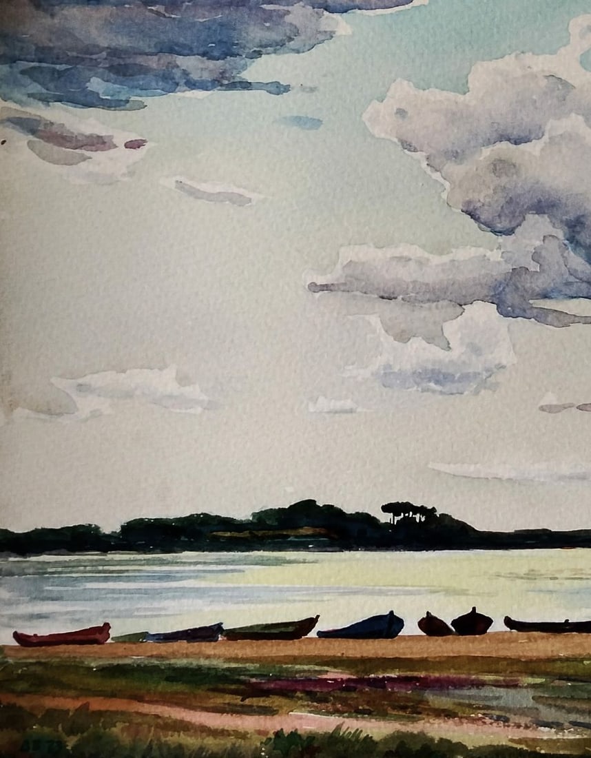 Watercolor painting Boats resting on the shore Vitaly Duhnevich - 4