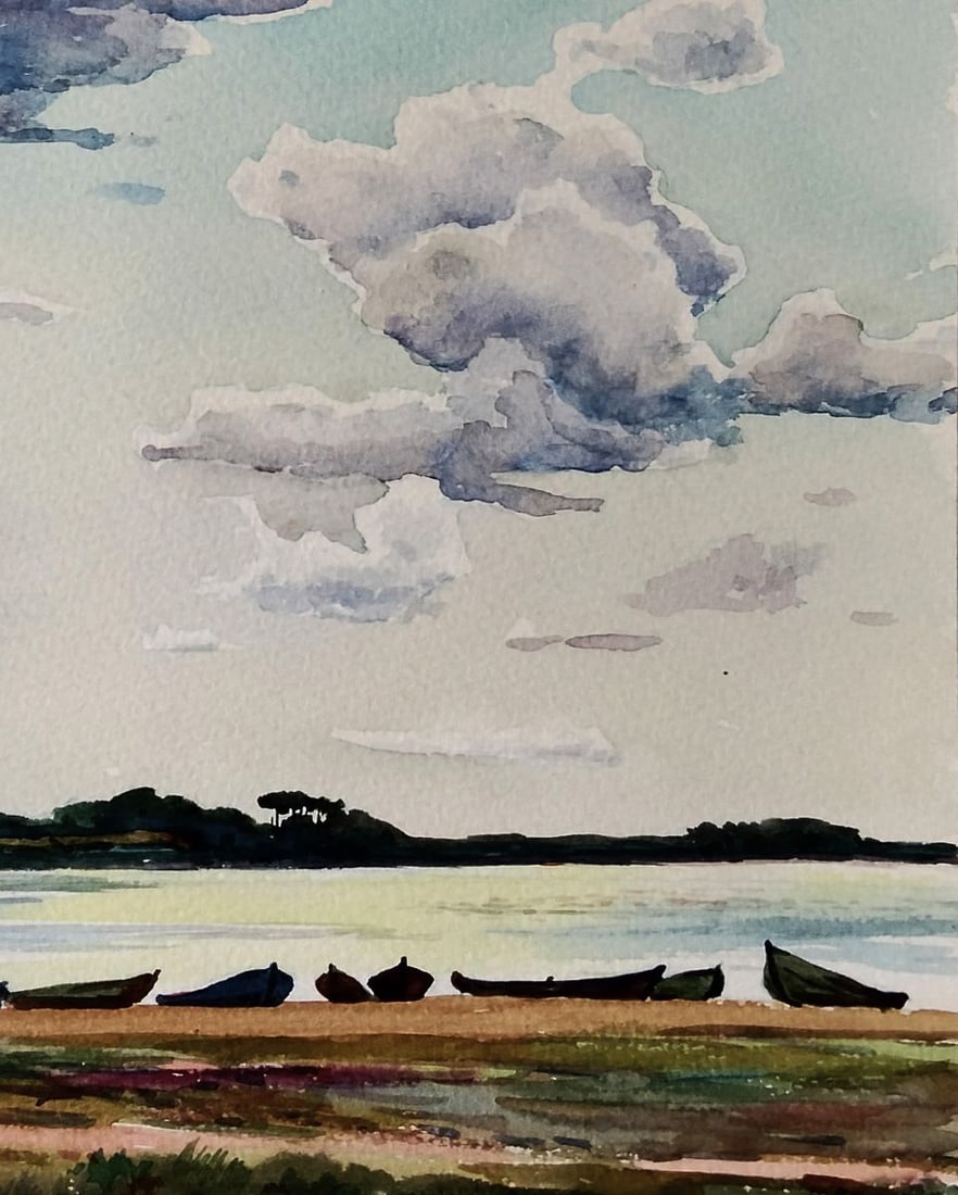 Watercolor painting Boats resting on the shore Vitaly Duhnevich - 5