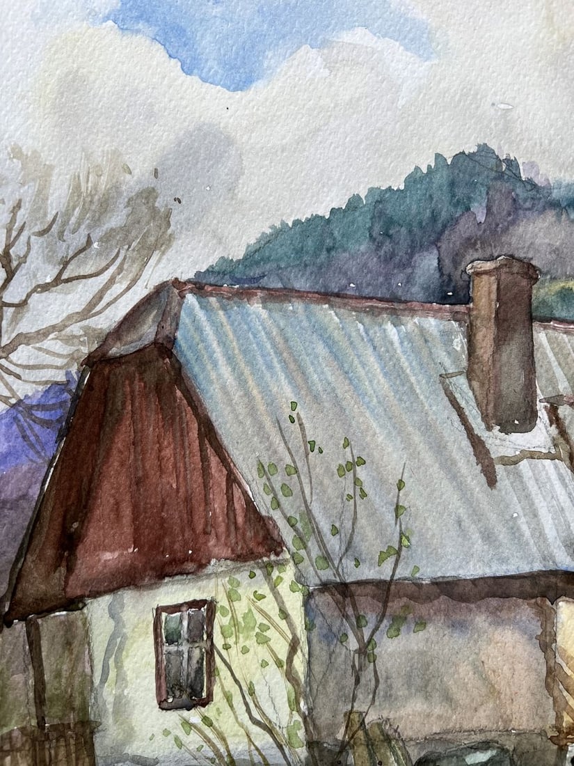 Watercolor painting The yard of the house V. Mishurovsky - 3