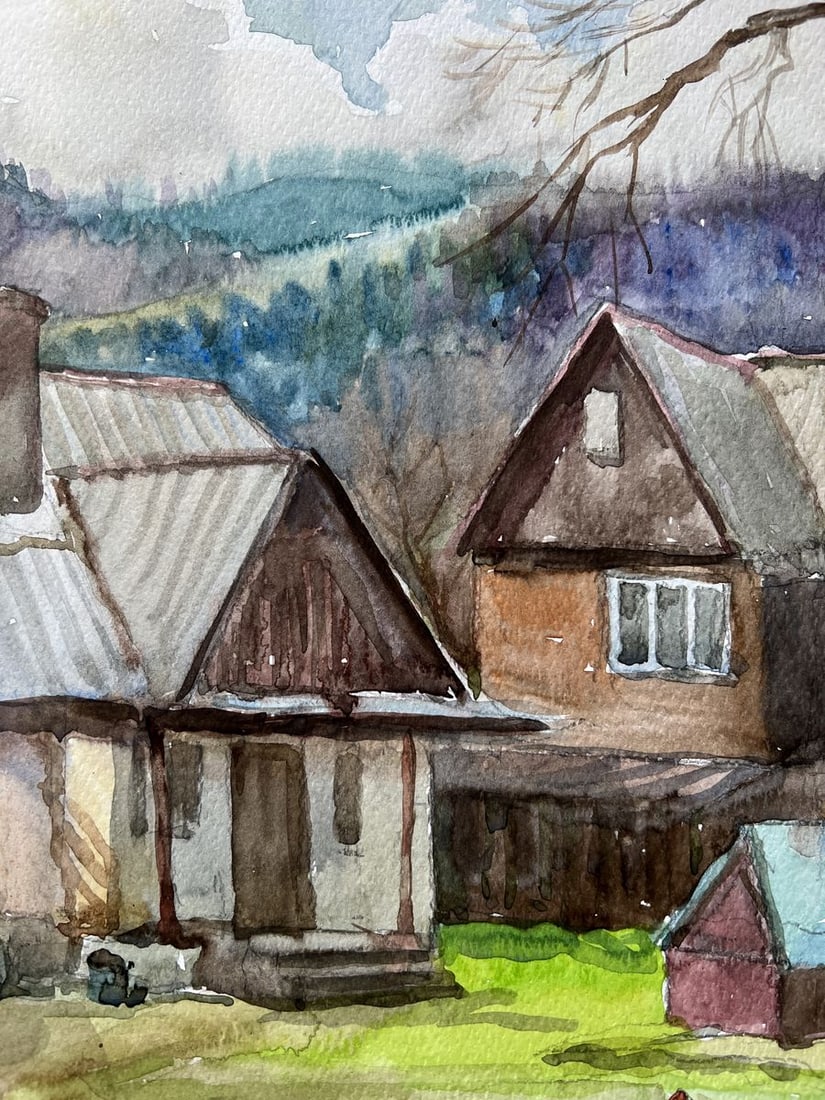 Watercolor painting The yard of the house V. Mishurovsky - 4