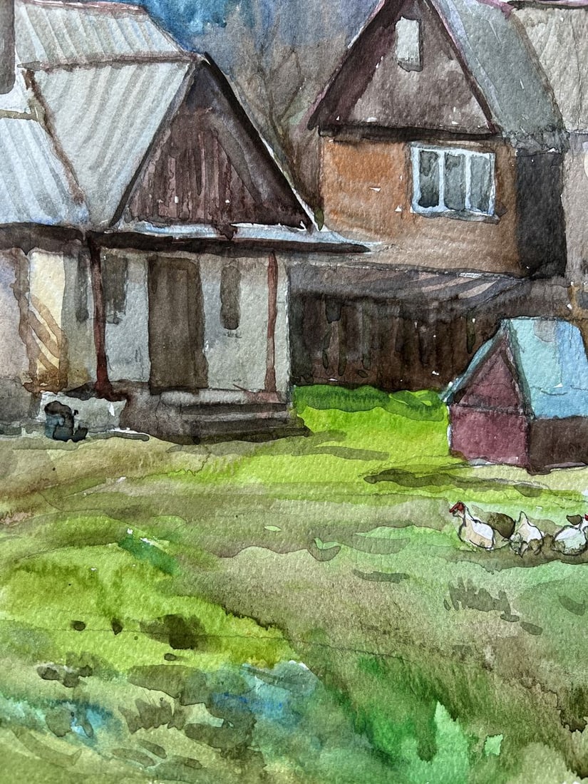 Watercolor painting The yard of the house V. Mishurovsky - 5