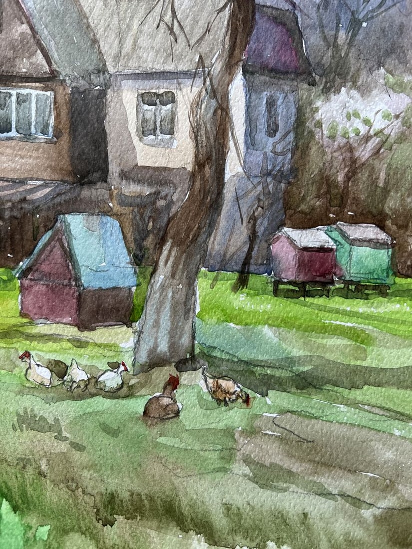 Watercolor painting The yard of the house V. Mishurovsky - 7