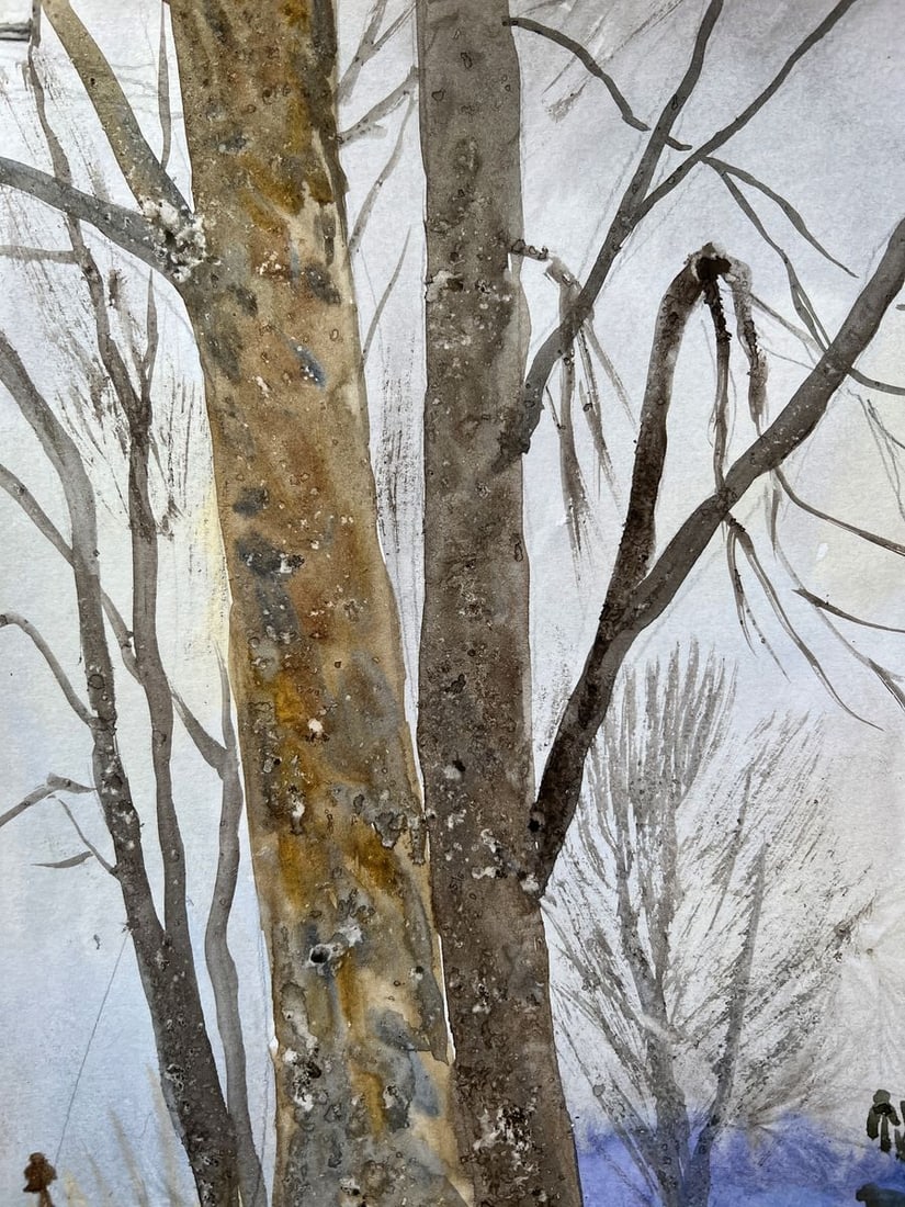 Watercolor painting Autumn trunks V. Mishurovsky - 2