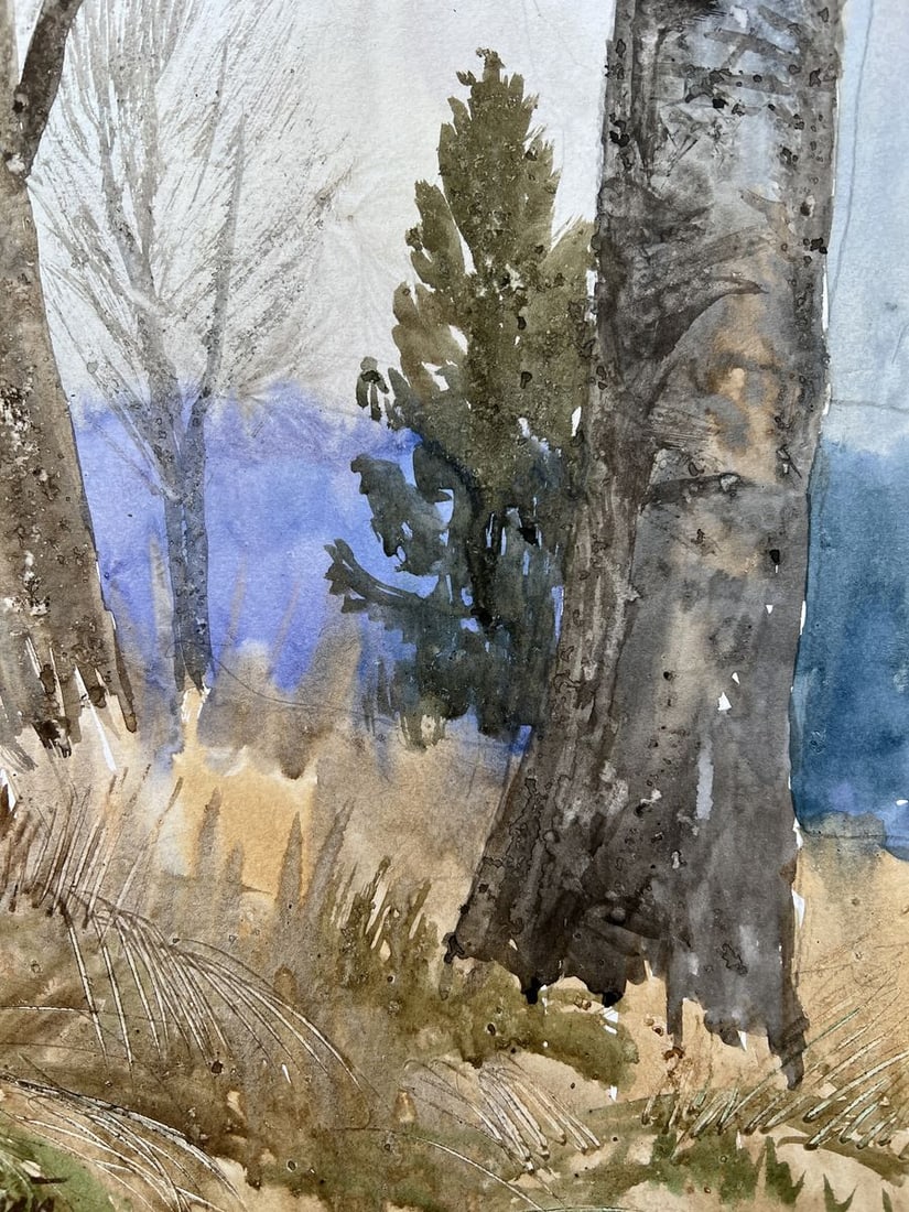 Watercolor painting Autumn trunks V. Mishurovsky - 5