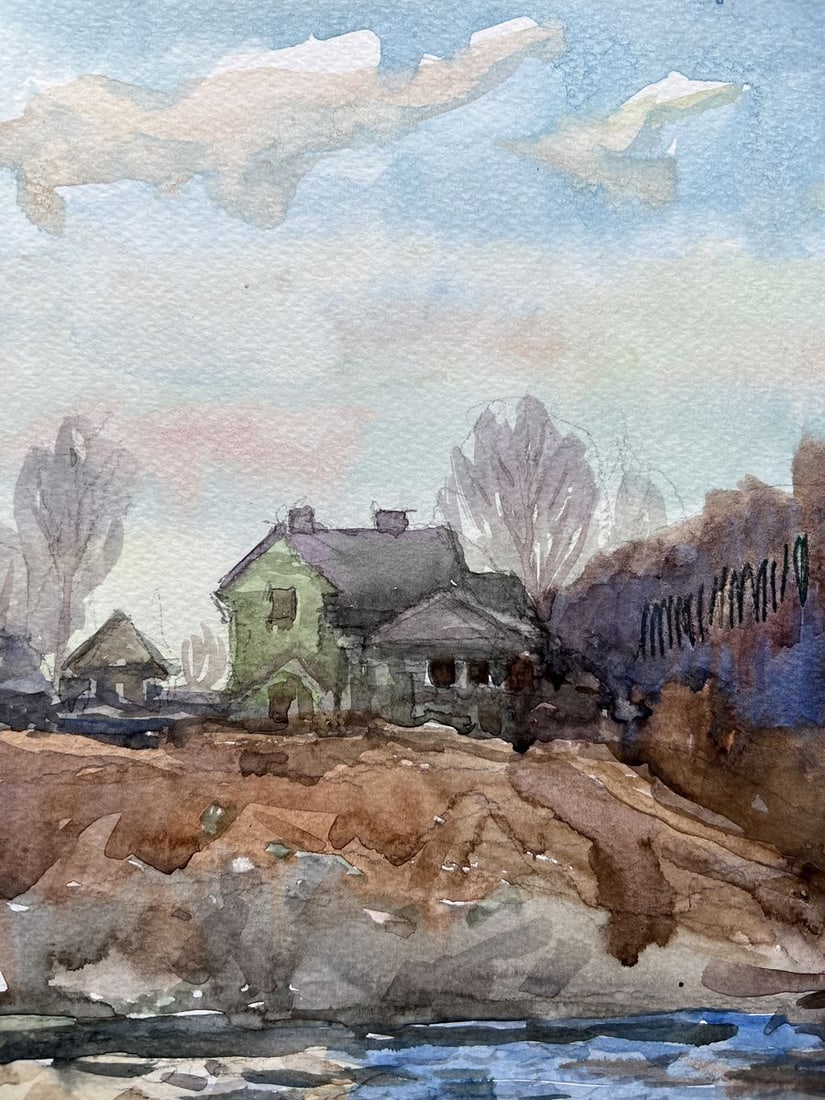 Watercolor painting Winter rod V. Mishurovsky - 2