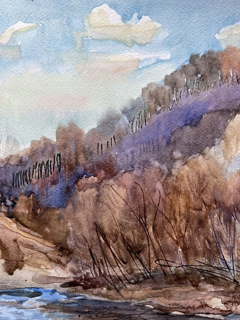 Watercolor painting Winter rod V. Mishurovsky - 4