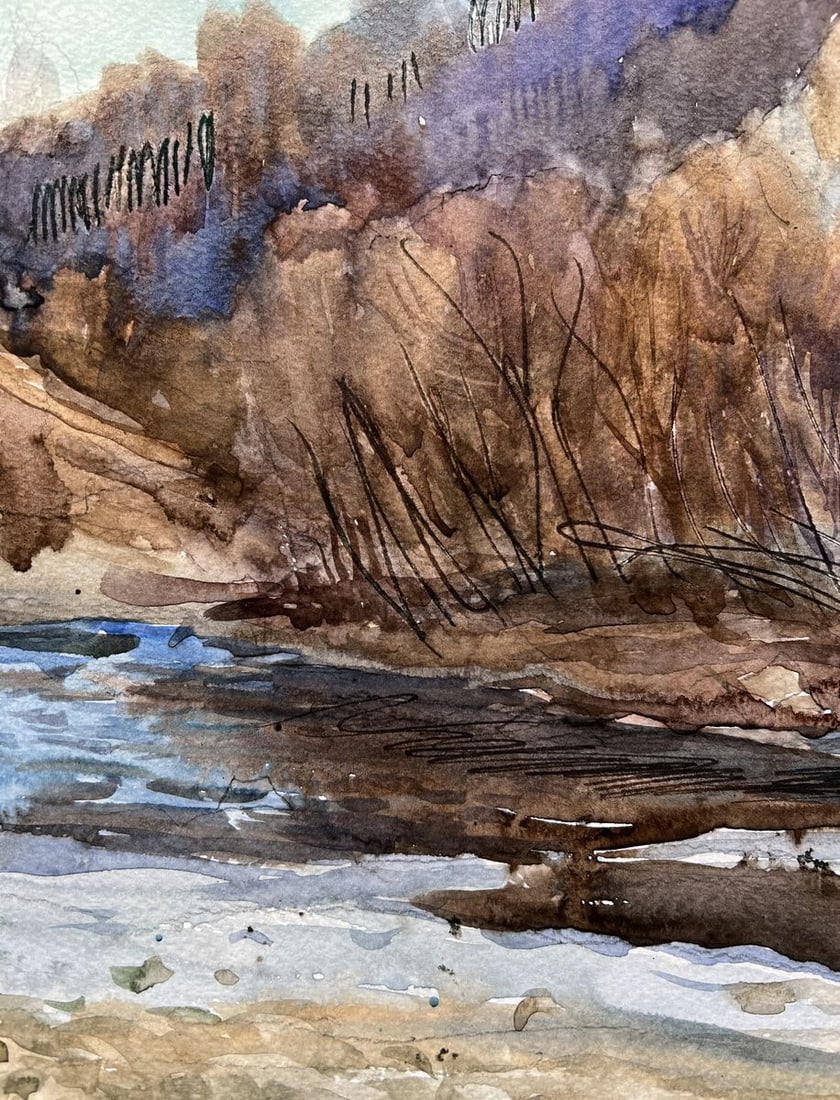 Watercolor painting Winter rod V. Mishurovsky - 5