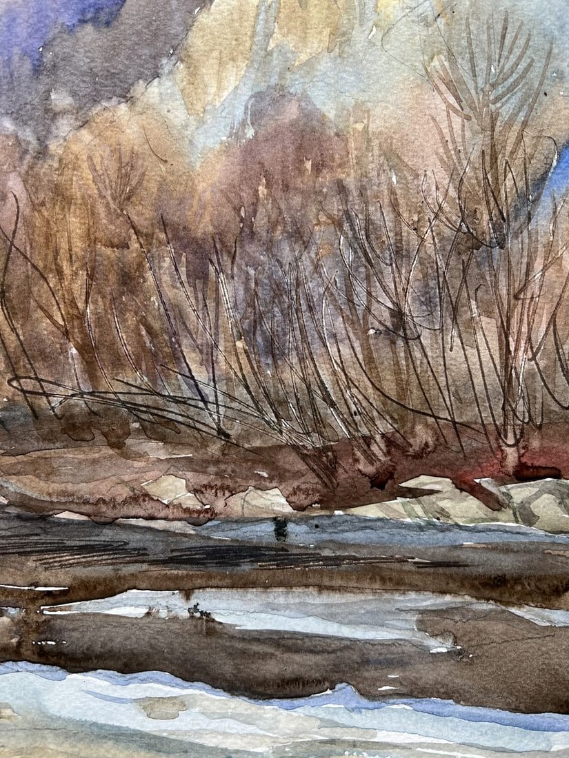 Watercolor painting Winter rod V. Mishurovsky - 7