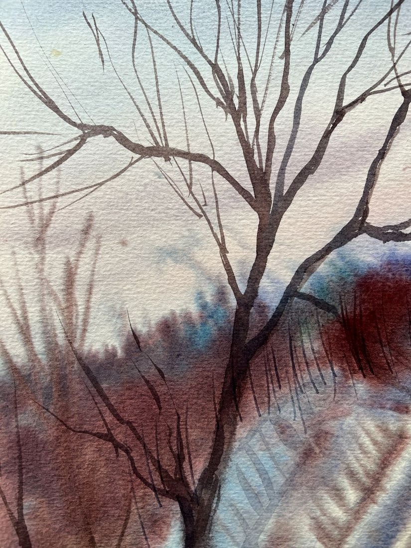 Watercolor painting February in the Carpathians V. Mishurovsky - 2