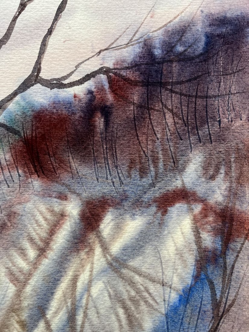 Watercolor painting February in the Carpathians V. Mishurovsky - 3