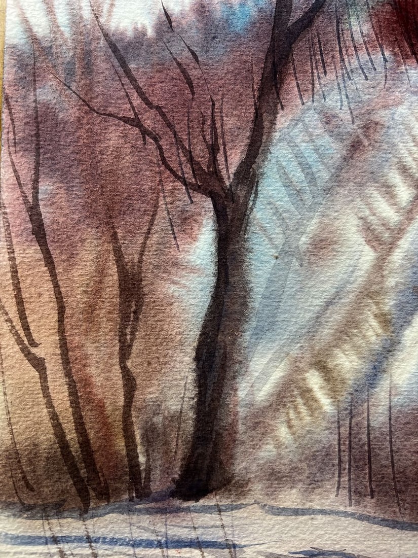 Watercolor painting February in the Carpathians V. Mishurovsky - 4