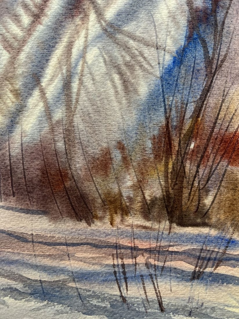 Watercolor painting February in the Carpathians V. Mishurovsky - 5