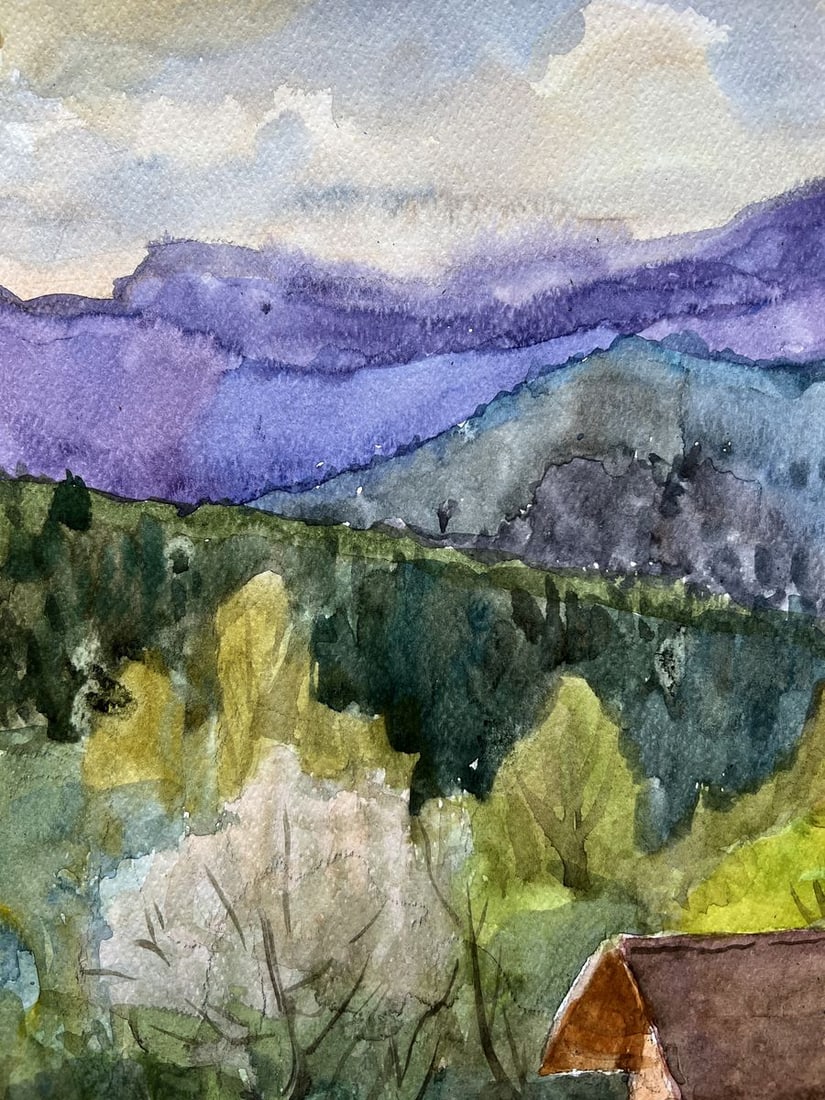 Watercolor painting View of the mountains V. Mishurovsky - 2