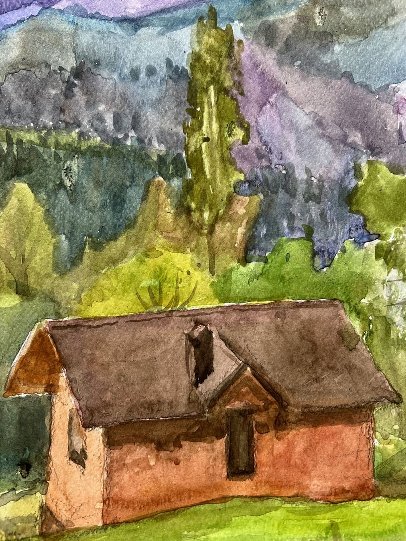 Watercolor painting View of the mountains V. Mishurovsky - 4