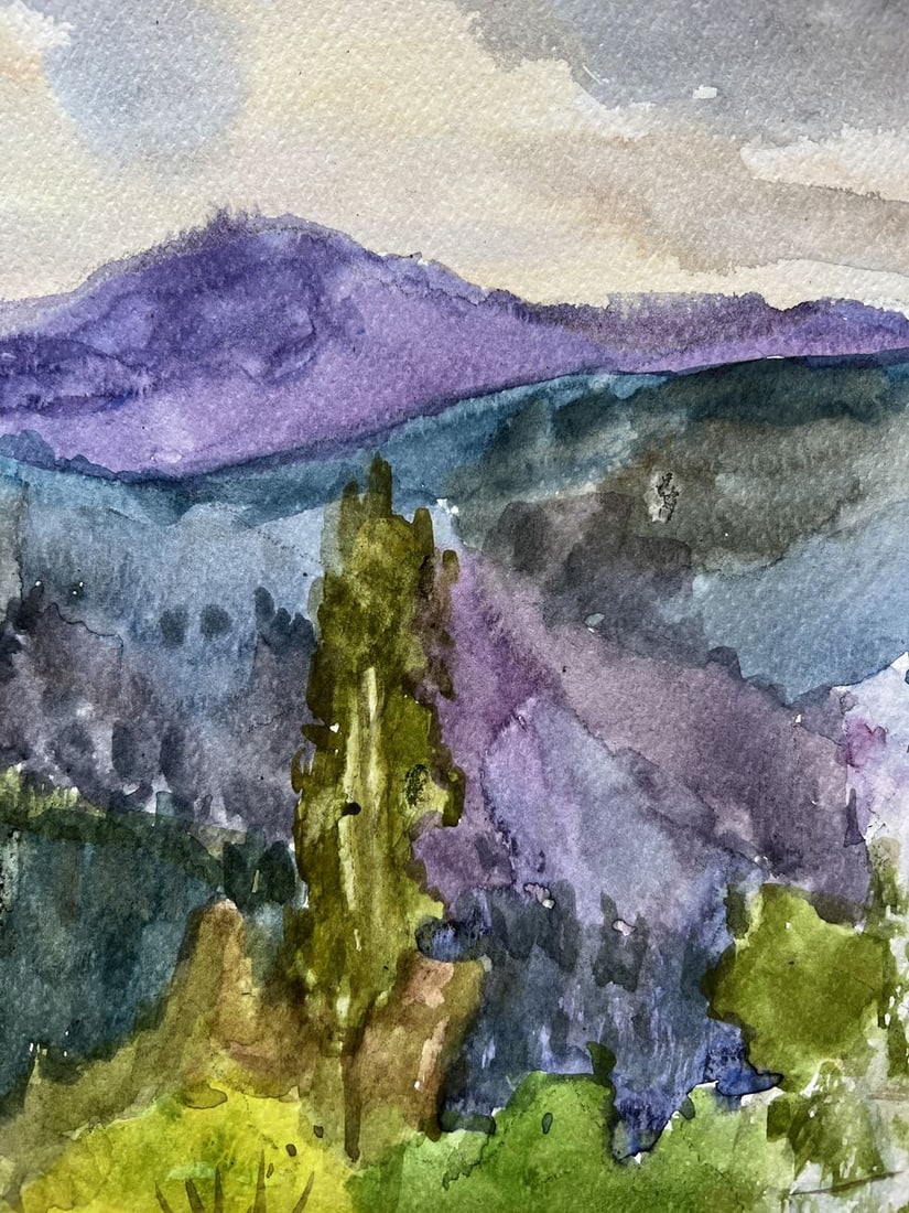 Watercolor painting View of the mountains V. Mishurovsky - 5