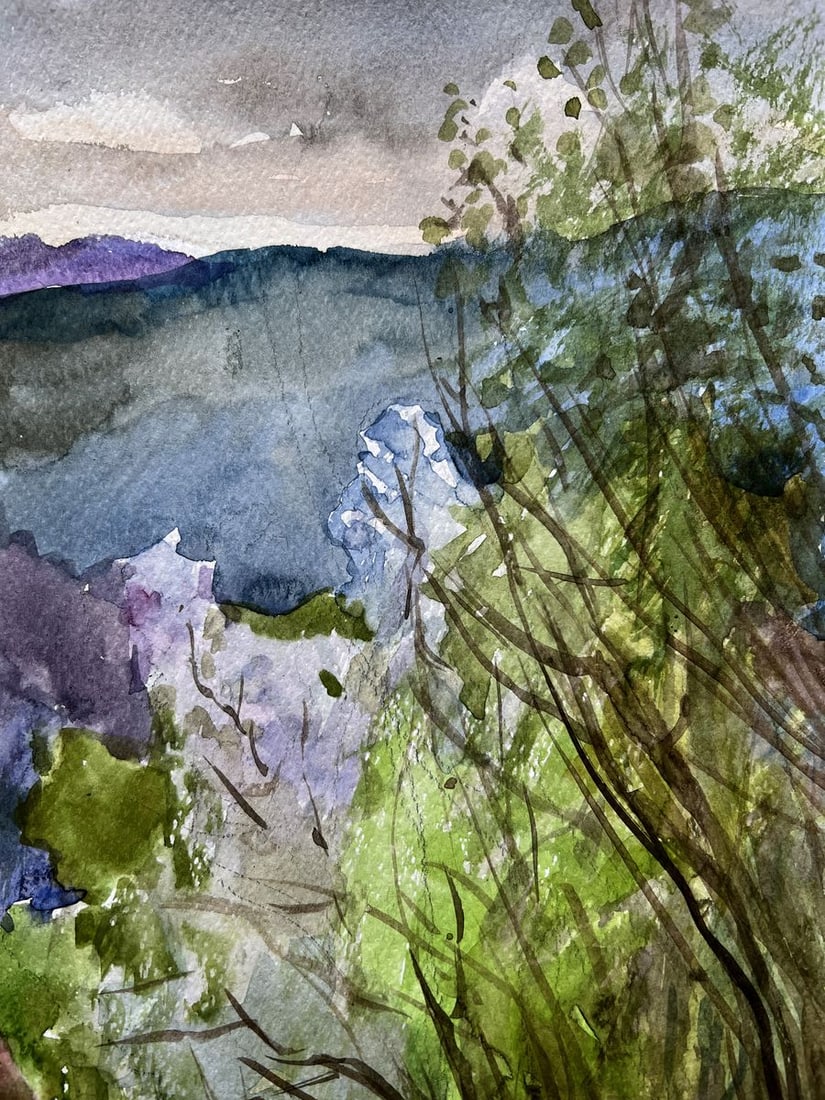 Watercolor painting View of the mountains V. Mishurovsky - 6
