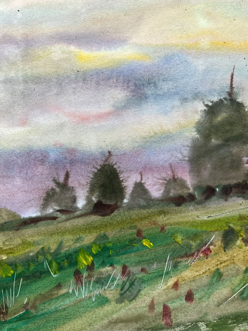 Gouache painting Evening on the levada V. Mishurovsky - 3