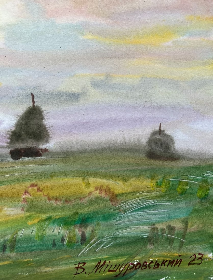 Gouache painting Evening on the levada V. Mishurovsky - 7