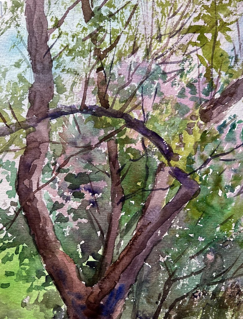 Watercolor painting Spring in the yard V. Mishurovsky - 2