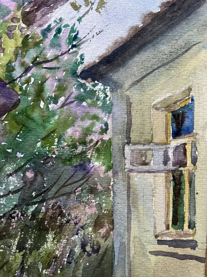 Watercolor painting Spring in the yard V. Mishurovsky - 3