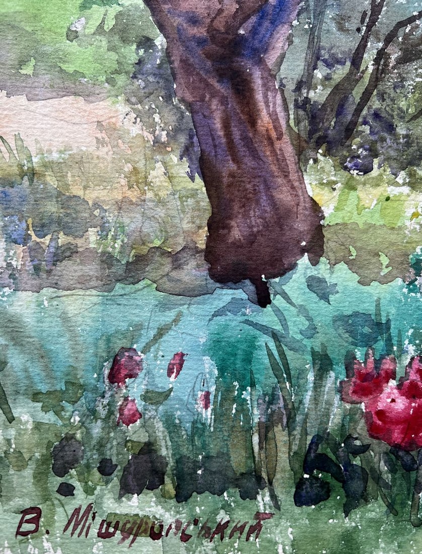 Watercolor painting Spring in the yard V. Mishurovsky - 5