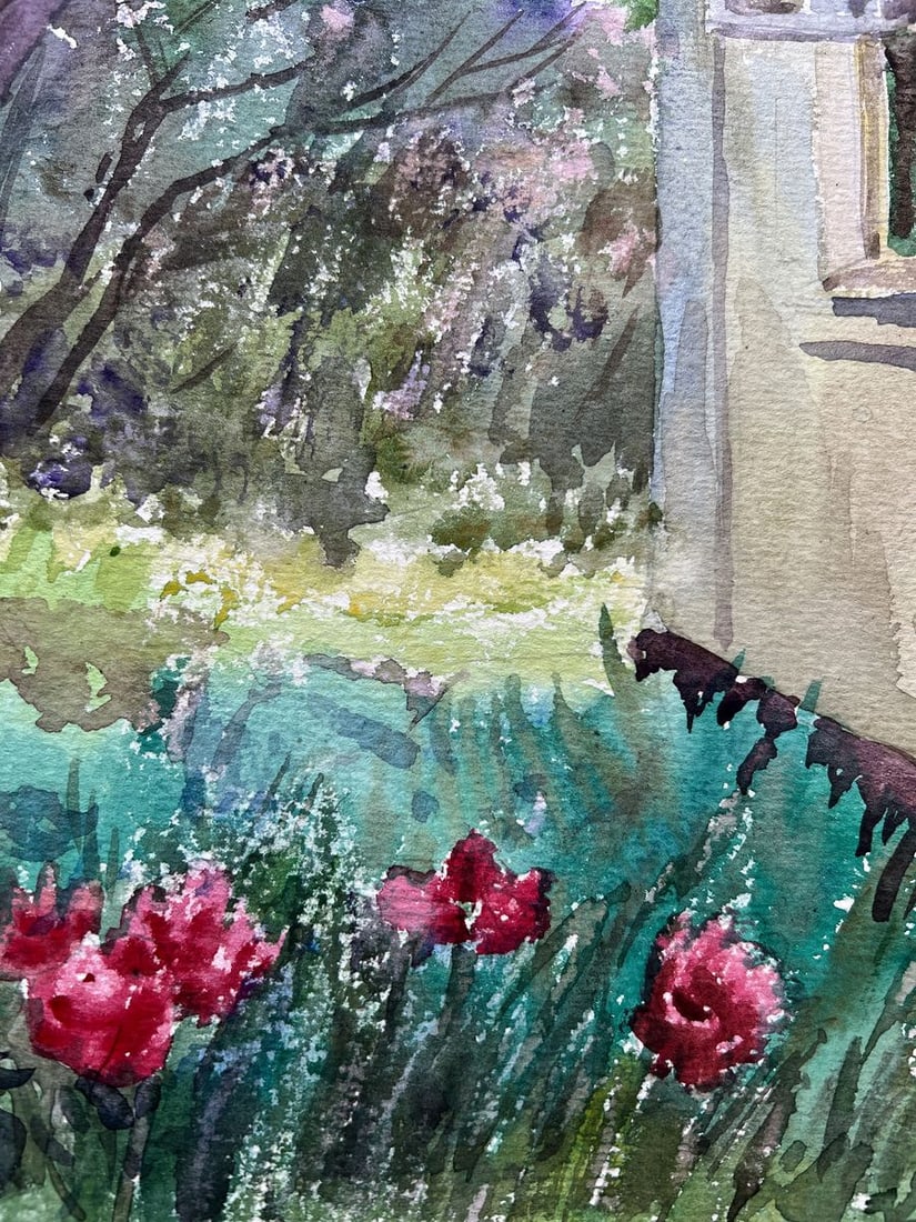 Watercolor painting Spring in the yard V. Mishurovsky - 6