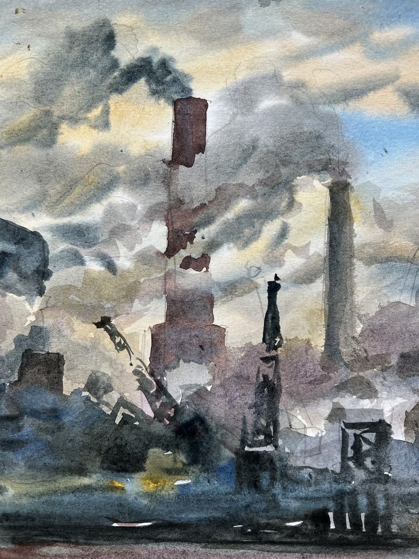 Gouache painting Industrial landscape V. Mishurovsky - 2