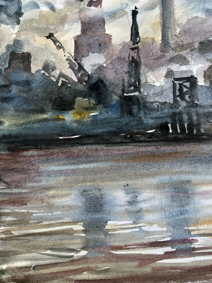 Gouache painting Industrial landscape V. Mishurovsky - 3
